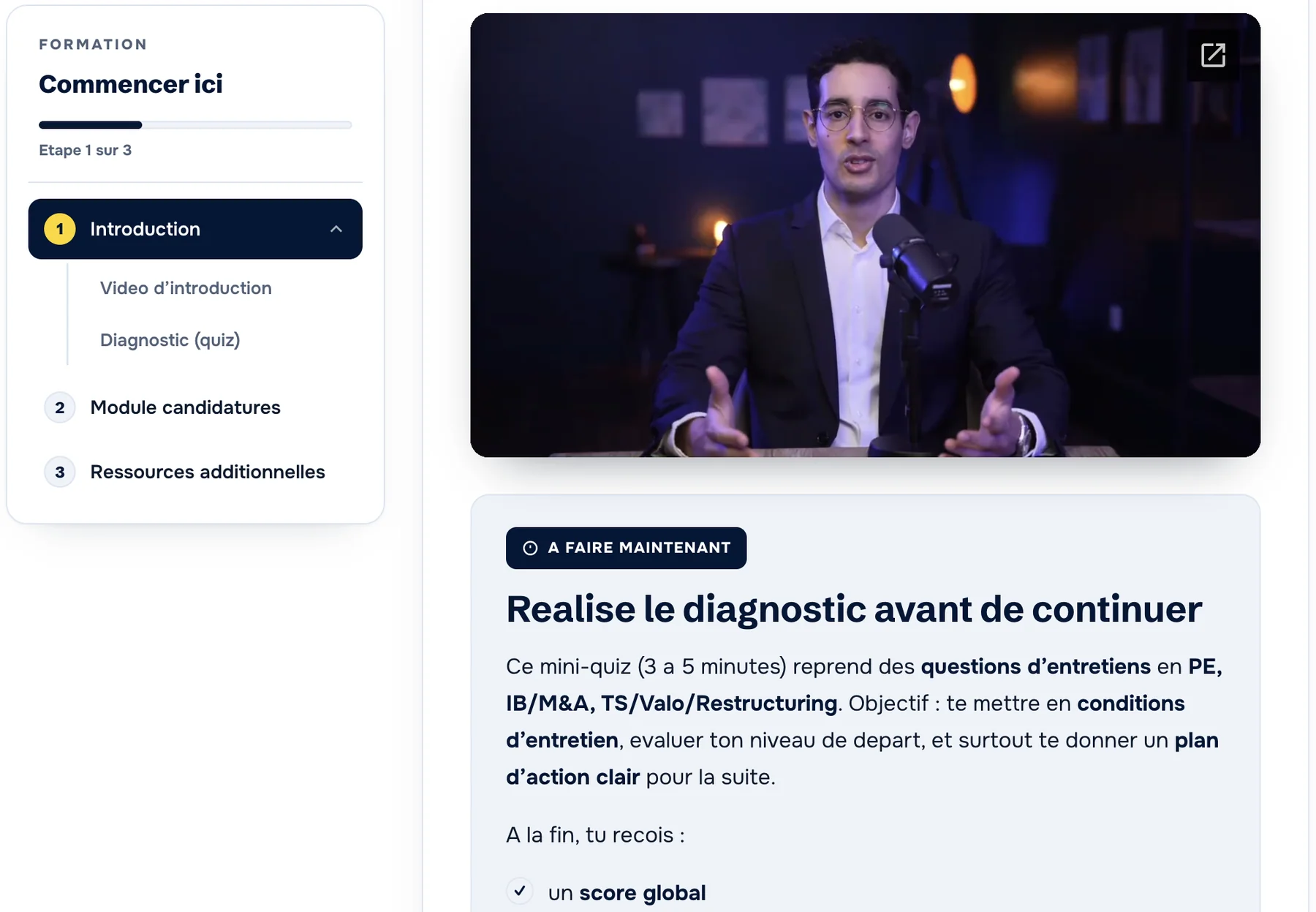 Module 1 : introduction et diagnostic de départ