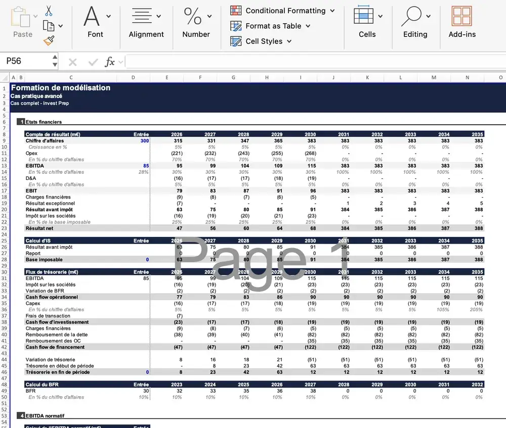 Cas Excel corrigé de l'espace membre